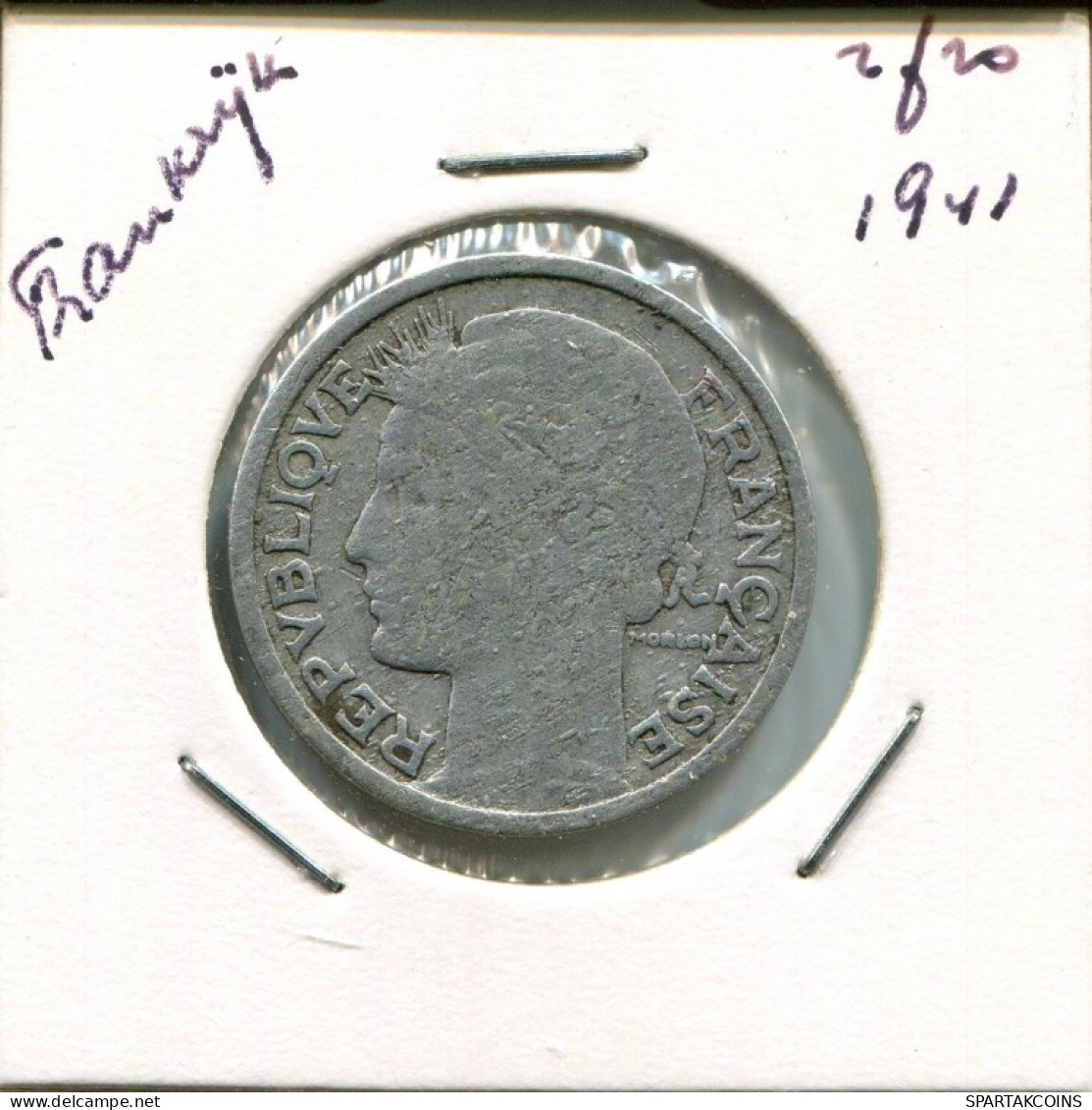 2 FRANCS 1941 FRANCIA FRANCE Moneda #AN979.E.A - 2 Francs
