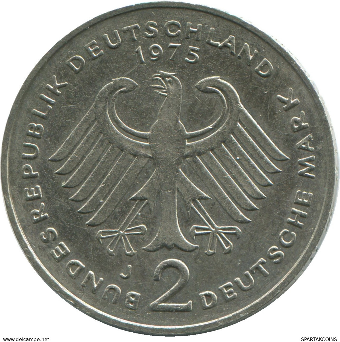 2 DM 1975 J WEST & UNIFIED GERMANY Coin #DE10375.5.U.A - 2 Mark