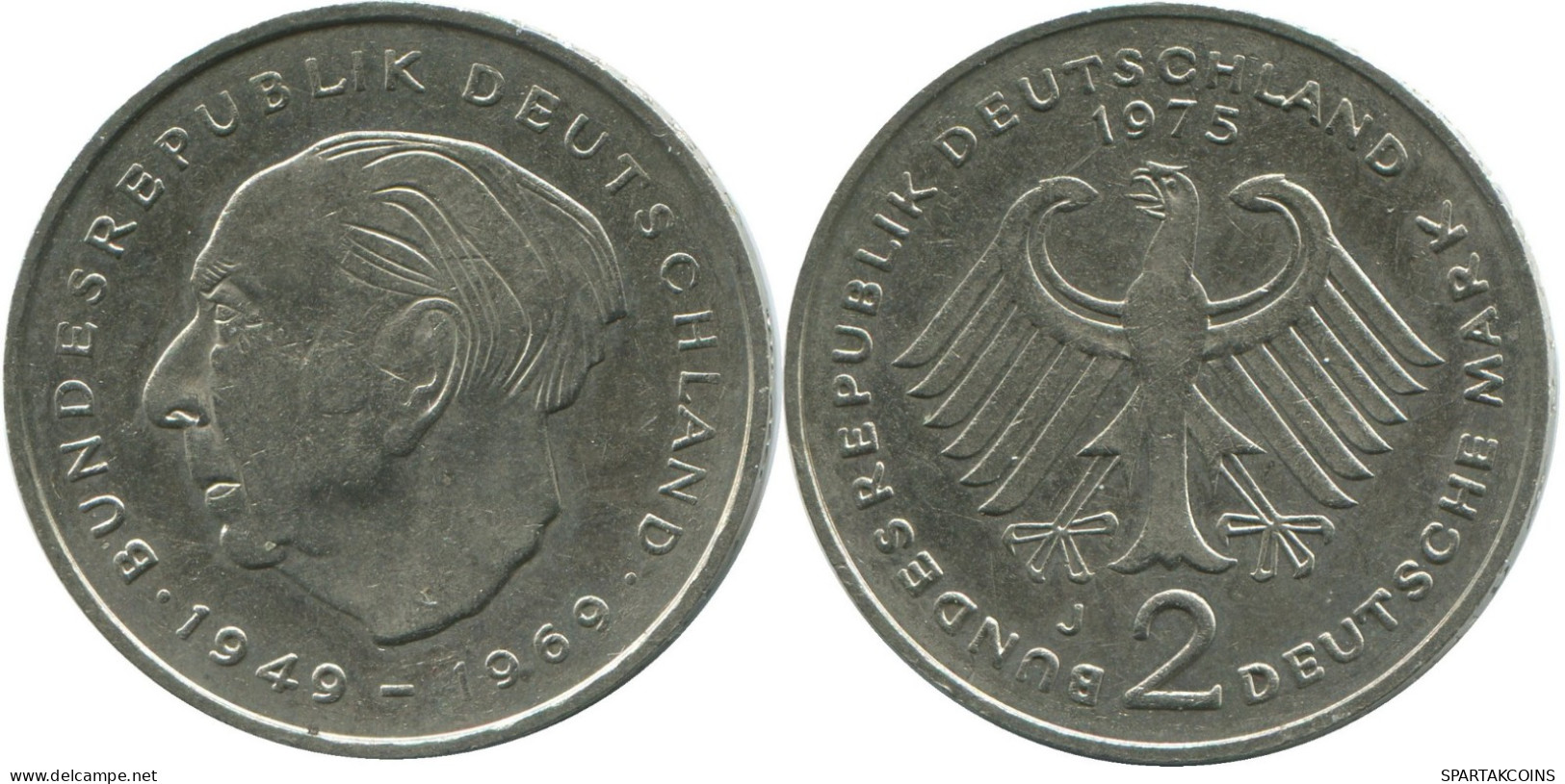 2 DM 1975 J WEST & UNIFIED GERMANY Coin #DE10375.5.U.A - 2 Mark