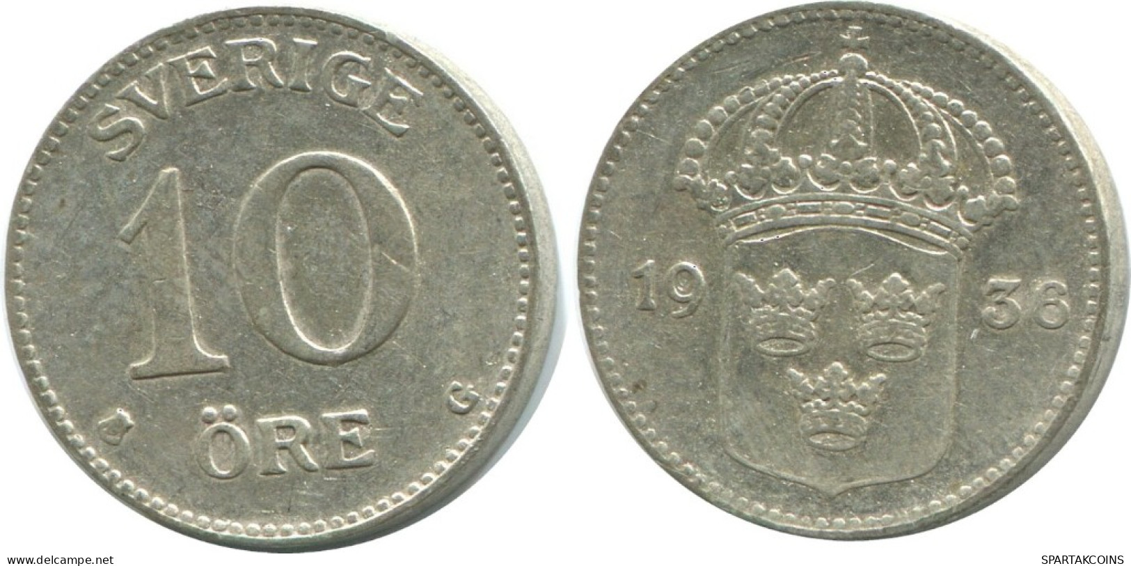 10 ORE 1936 SUECIA SWEDEN PLATA Moneda #AD022.2.E.A - Schweden