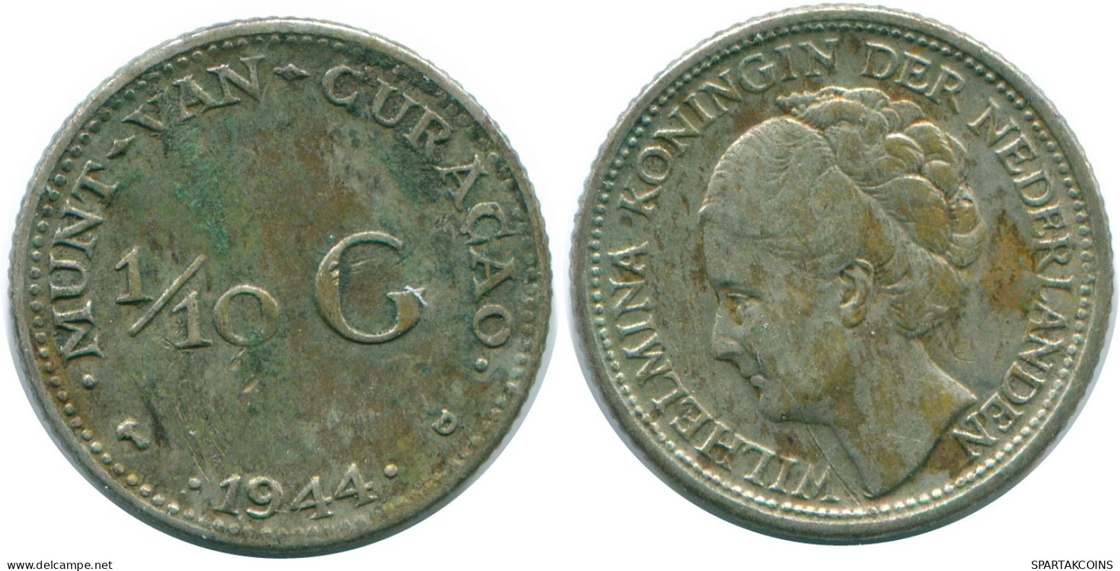 1/10 GULDEN 1944 CURACAO NIEDERLANDE SILBER Koloniale Münze #NL11802.3.D.A - Curacao