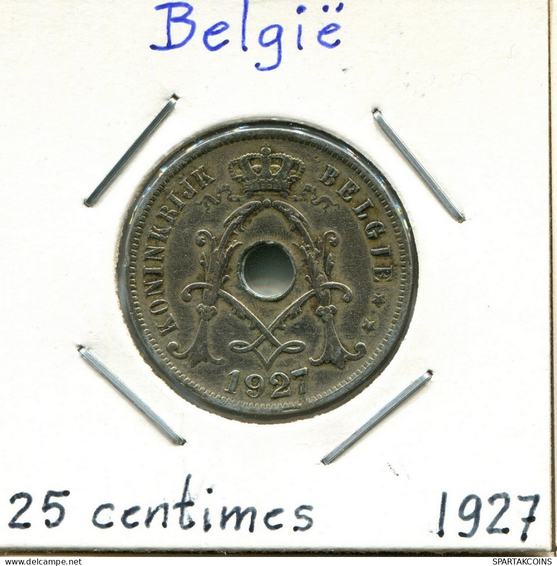 25 CENTIMES 1927 DUTCH Text BÉLGICA BELGIUM Moneda #BA312.E.A - 25 Centimes