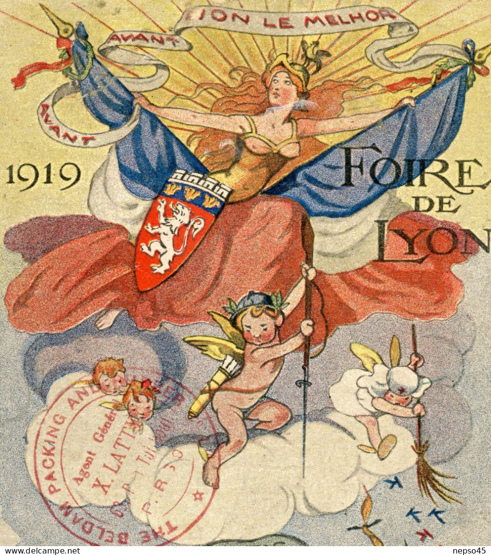 Illustrateur G. A. WENDT,publicité.caricature La Foire Internationale De 1919,cachet Recto - Autres & Non Classés