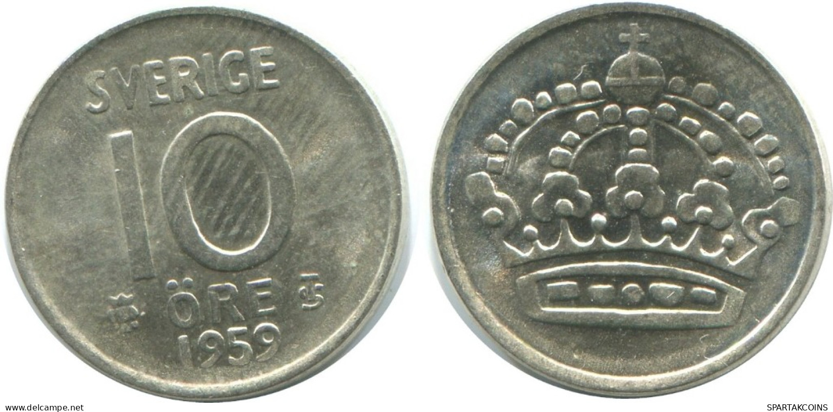 10 ORE 1959 SUÈDE SWEDEN ARGENT Pièce #AD054.2.F.A - Sweden