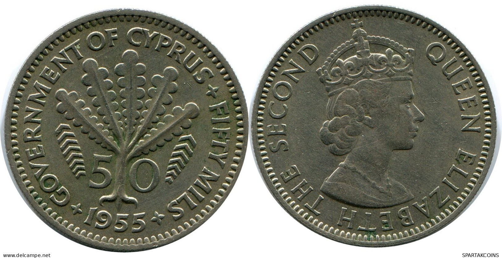 50 MILS 1955 CYPRUS Coin #AP268.U.A - Cyprus
