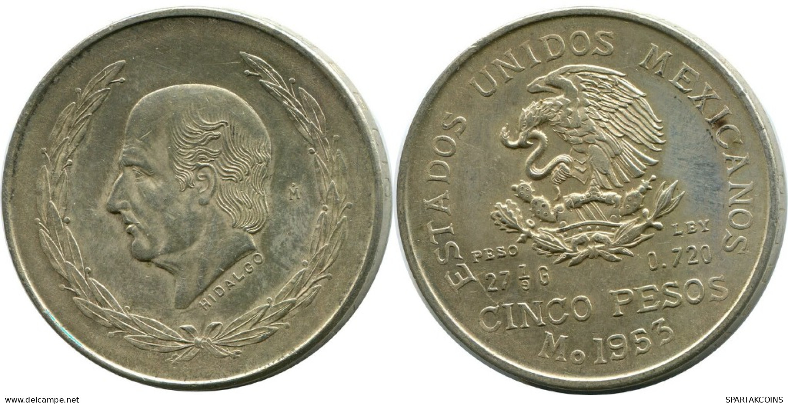 5 PESOS 1953 MEXIQUE MEXICO Pièce ARGENT #AH592.5.F.A - Mexiko