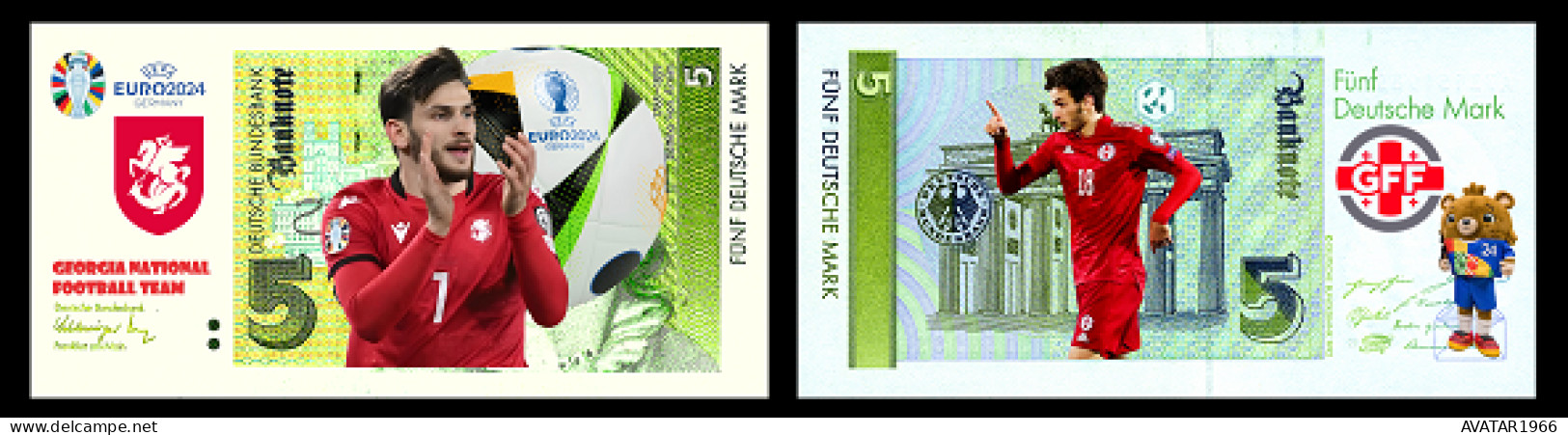 UEFA European Football Championship 2024 Qualified Country   Georgia 8 Pieces Germany Fantasy Paper Money - Gedenkausgaben