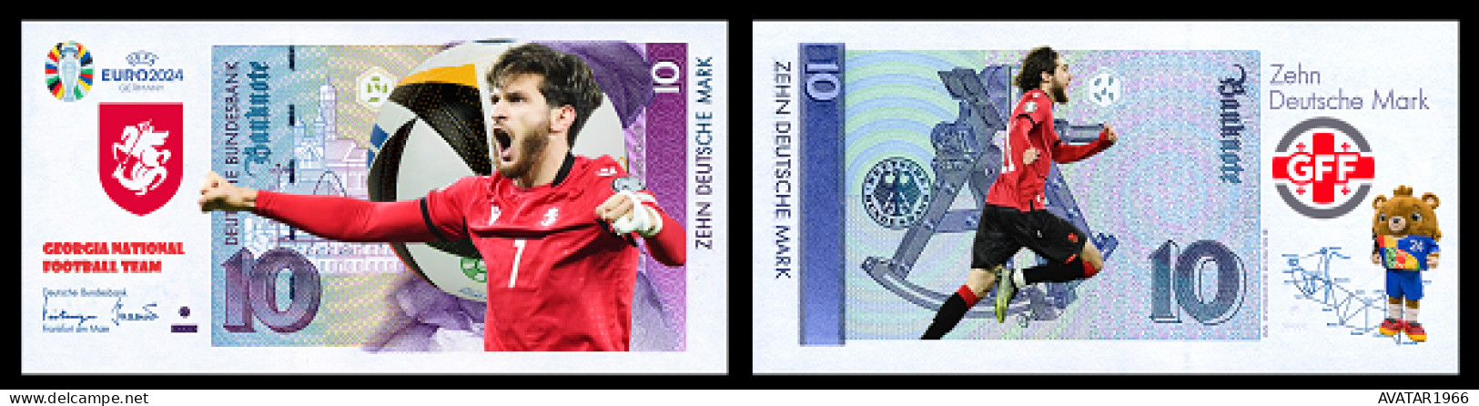 UEFA European Football Championship 2024 Qualified Country   Georgia 8 Pieces Germany Fantasy Paper Money - [15] Commemoratives & Special Issues