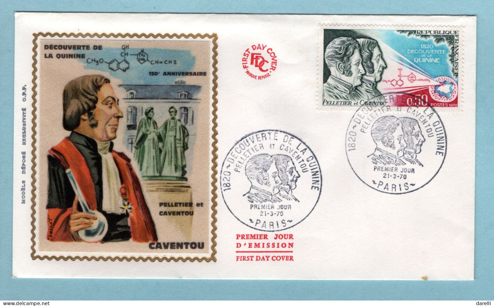 FDC France 1970 - Caventou Pelletier - Découverte De La Quinine - YT 1633 - Paris - 1970-1979