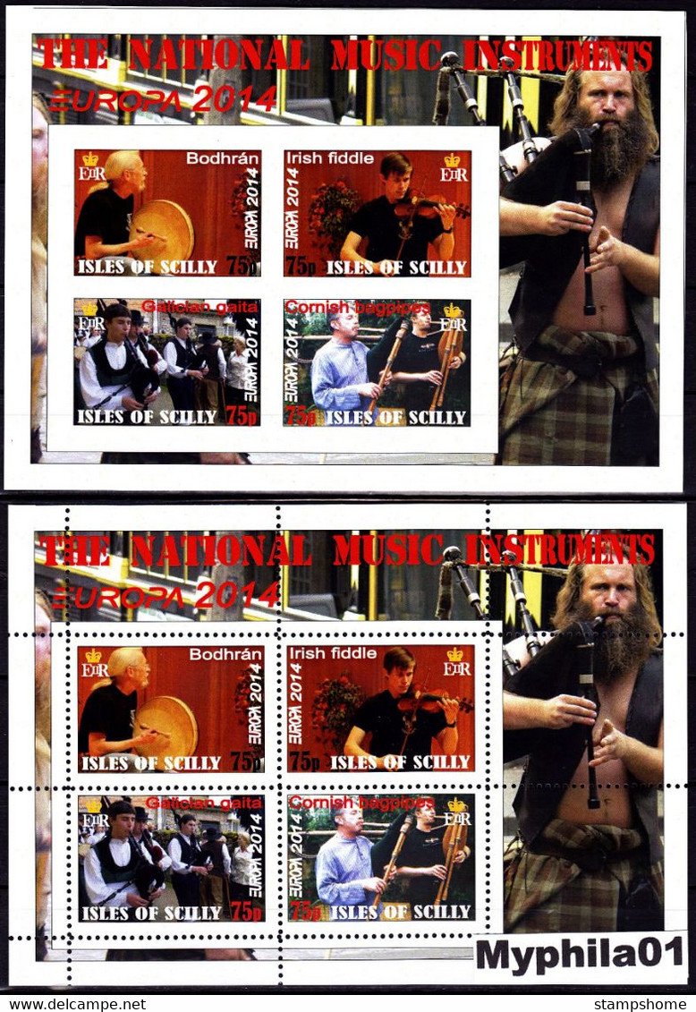 Isles Of Scilly - 2014 - Europa Thema & Music - 2.Mini S/Sheet (imp.+perf.) Private İssue ** MNH - Erinnofilie