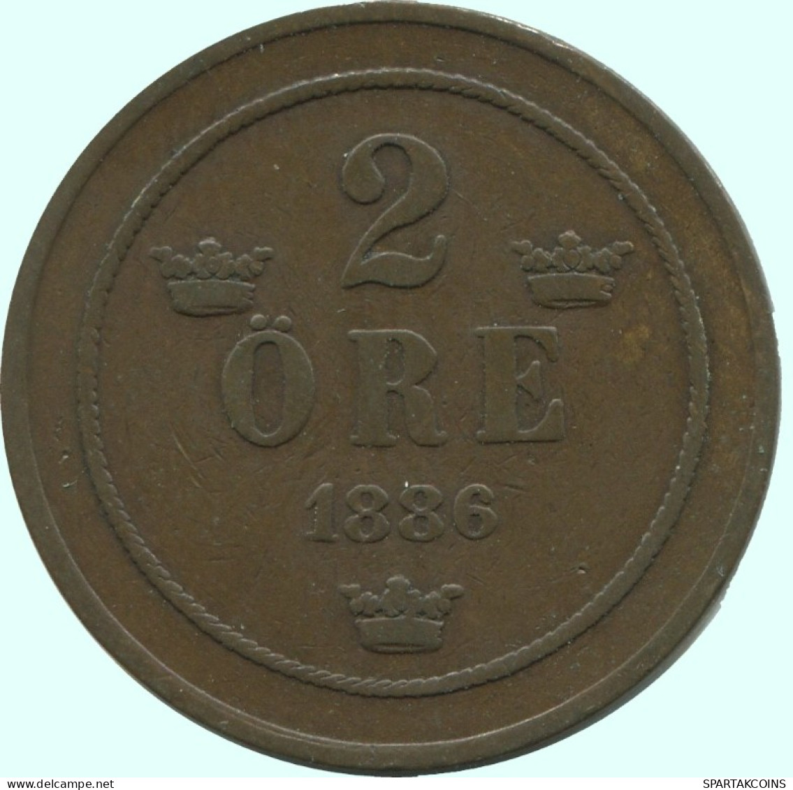 2 ORE 1886 SCHWEDEN SWEDEN Münze #AC914.2.D.A - Suède