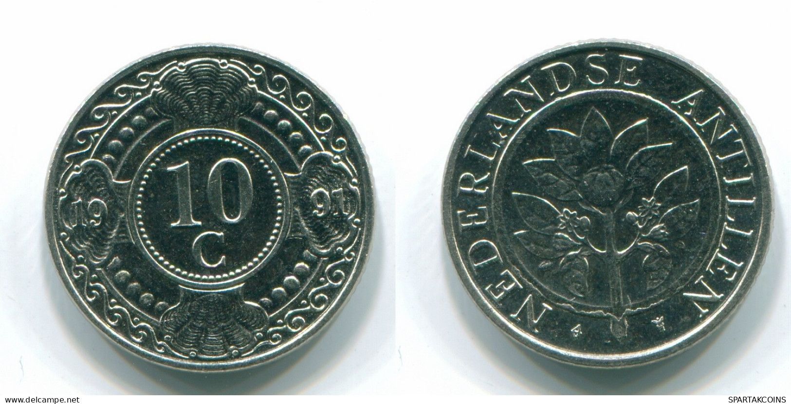 10 CENTS 1991 NETHERLANDS ANTILLES Nickel Colonial Coin #S11344.U.A - Nederlandse Antillen
