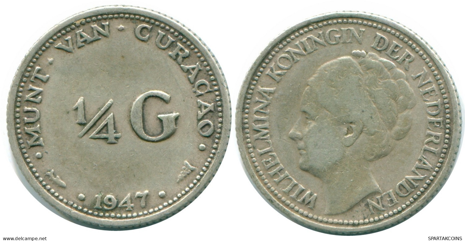 1/4 GULDEN 1947 CURACAO Netherlands SILVER Colonial Coin #NL10749.4.U.A - Curaçao