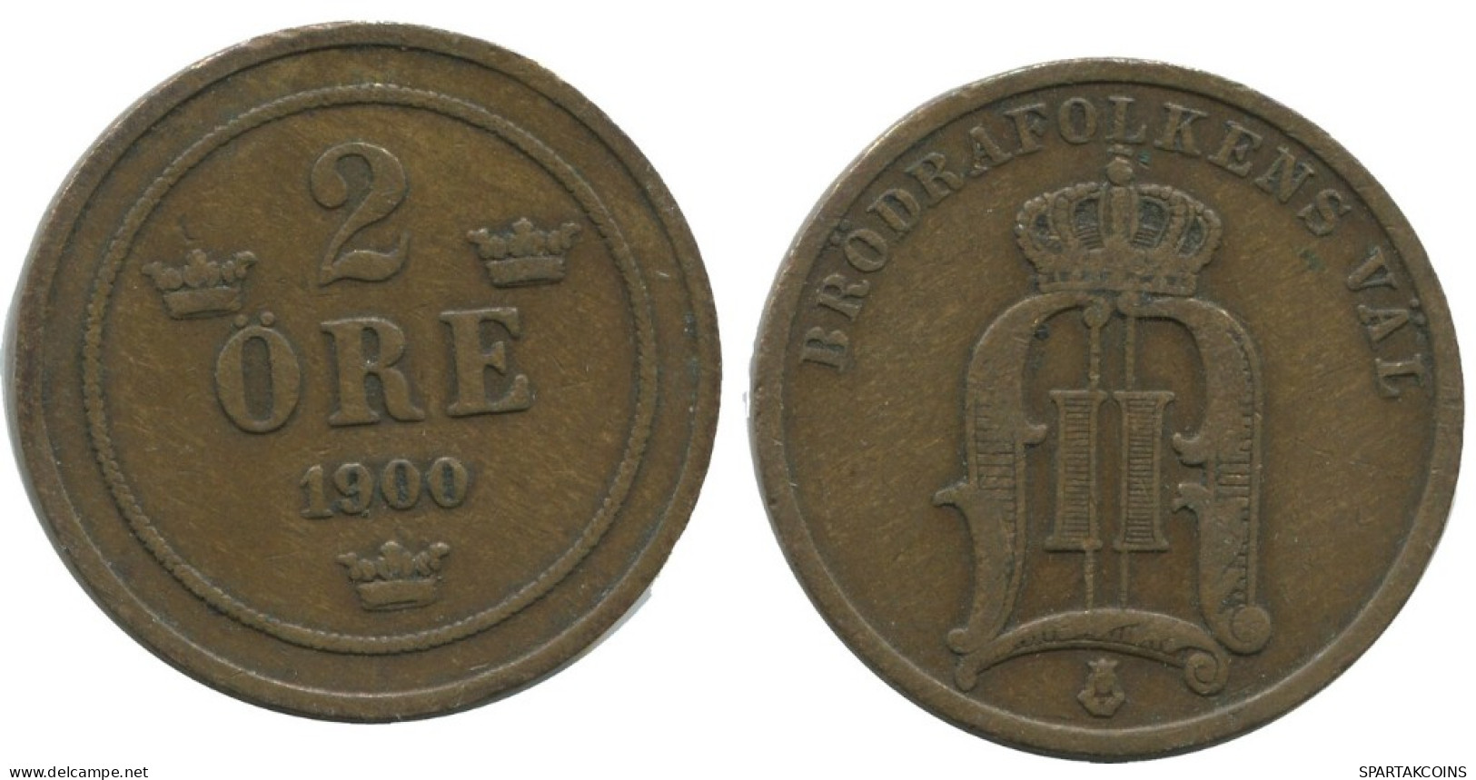 2 ORE 1900 SUÈDE SWEDEN Pièce #AC881.2.F.A - Sweden