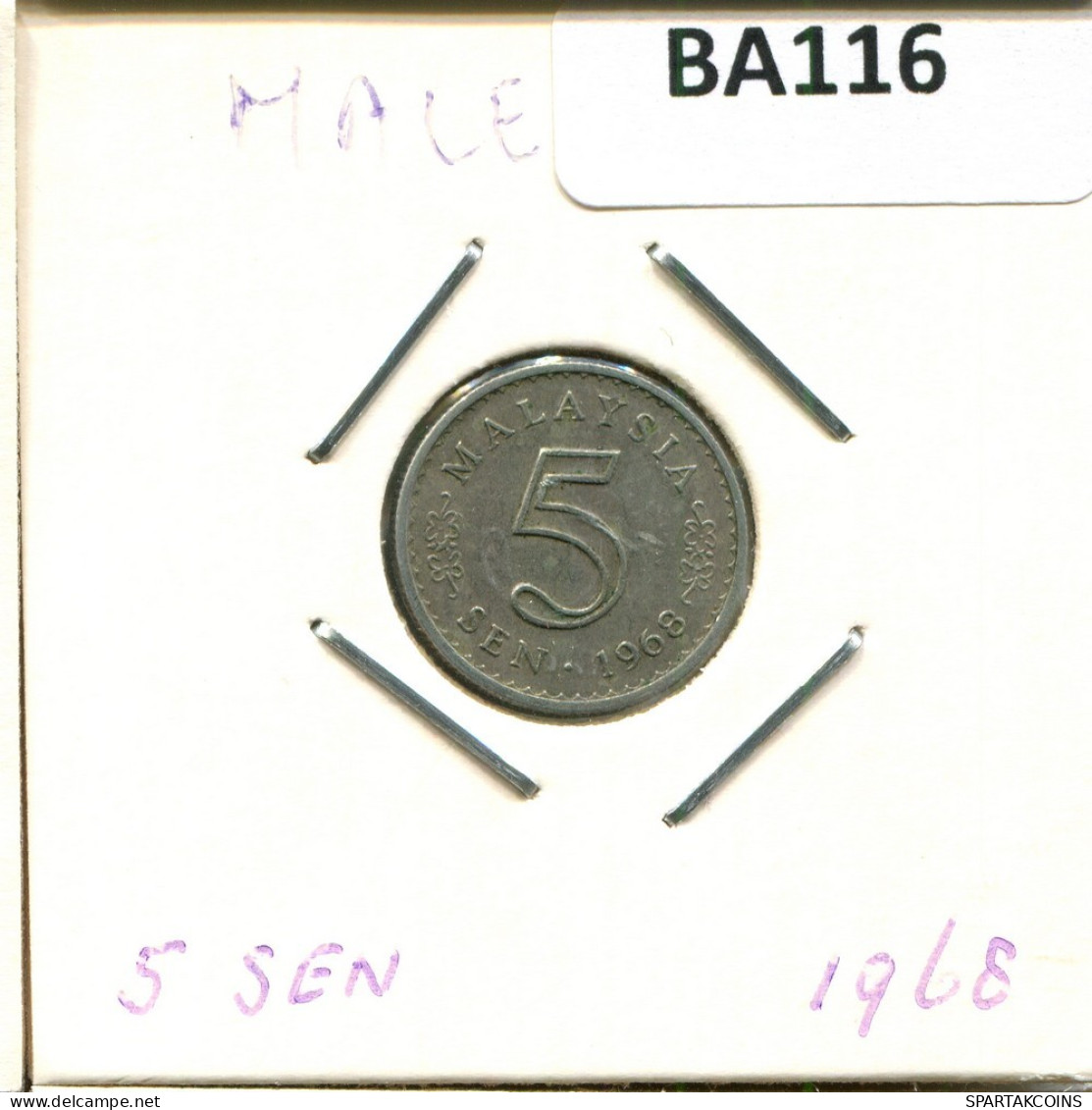 5 SEN 1968 MALAYSIA Coin #BA116.U.A - Malaysia
