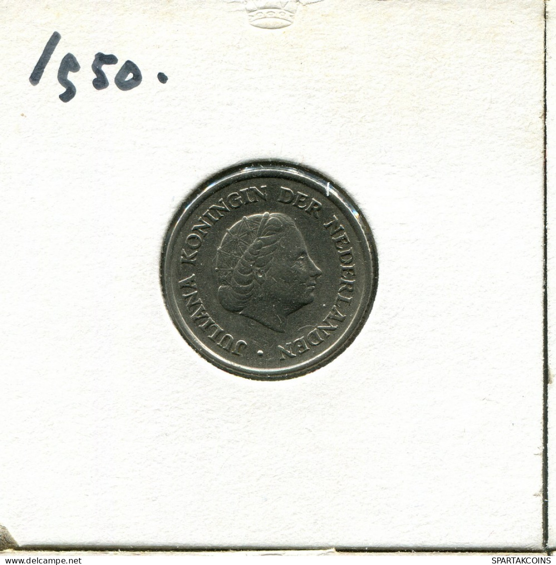 25 CENTS 1950 NETHERLANDS Coin #AU524.U.A - 1948-1980: Juliana