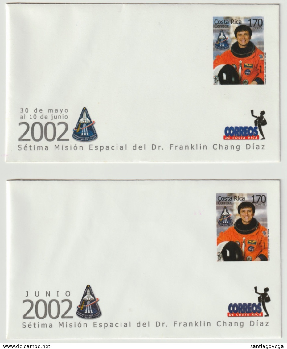 COSTA RICA - Franklin Chang - Astronaut - NASA - 2002 - 2 First Day Covers - #430 - Costa Rica