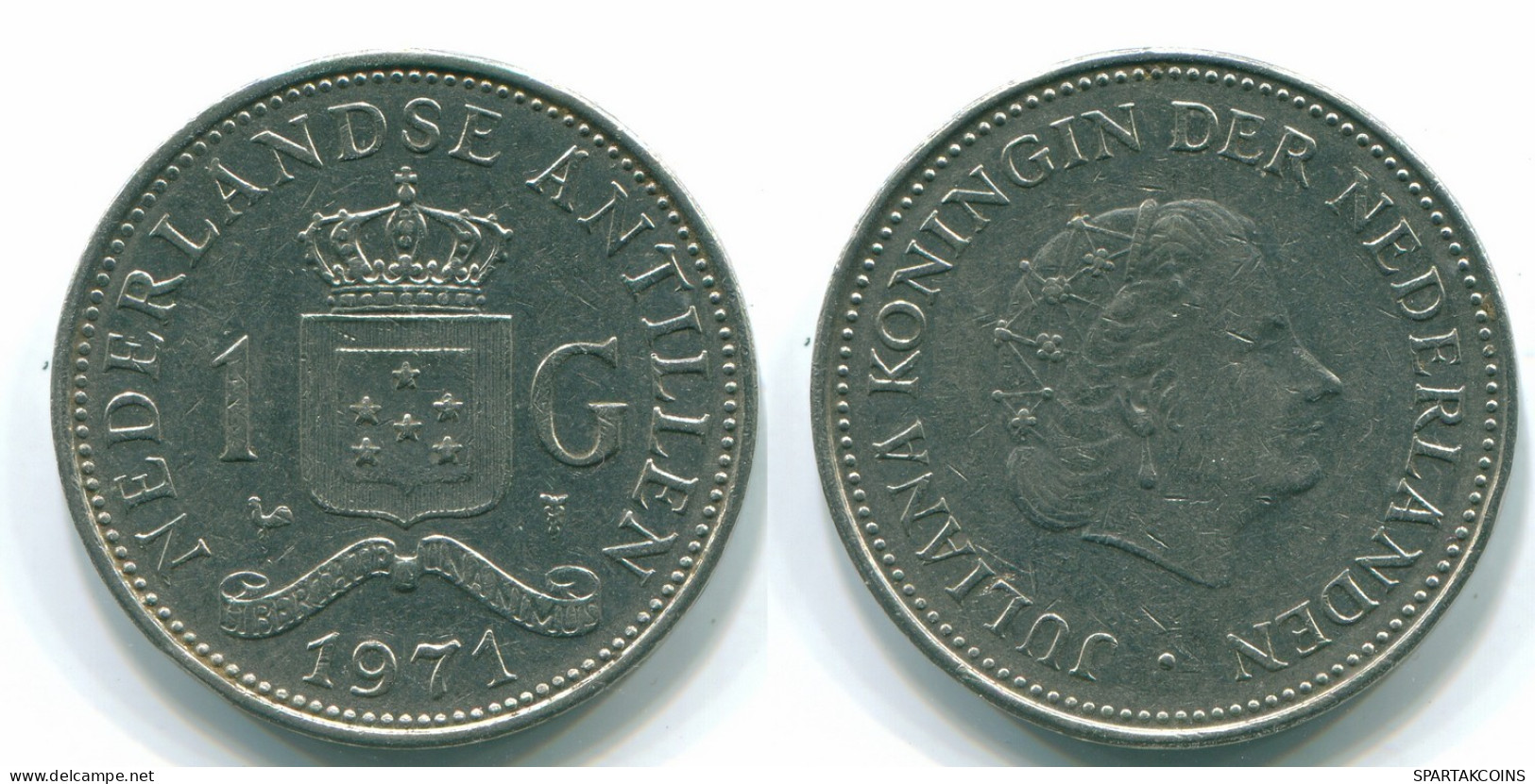 1 GULDEN 1971 NIEDERLÄNDISCHE ANTILLEN Nickel Koloniale Münze #S11939.D.A - Nederlandse Antillen