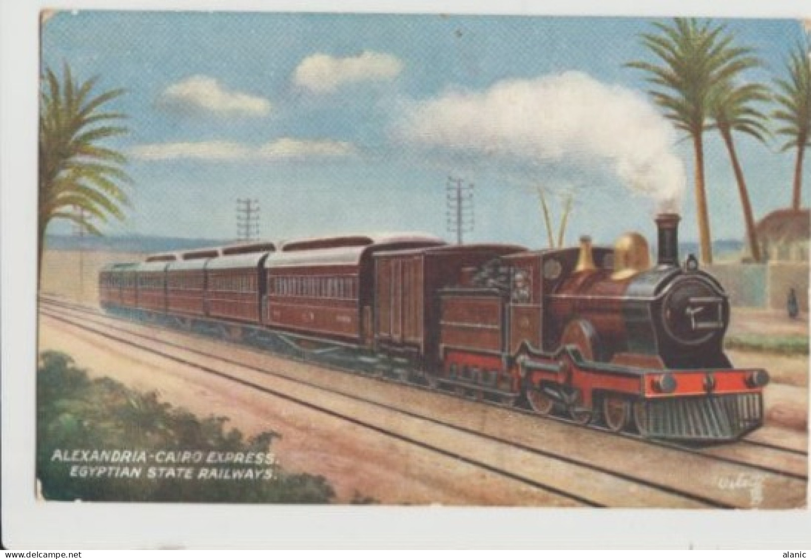 CPA-Alexandria Cairo Express Egyptian State Railways -Circulée-1909-pour La France- TBE- - Eisenbahnen