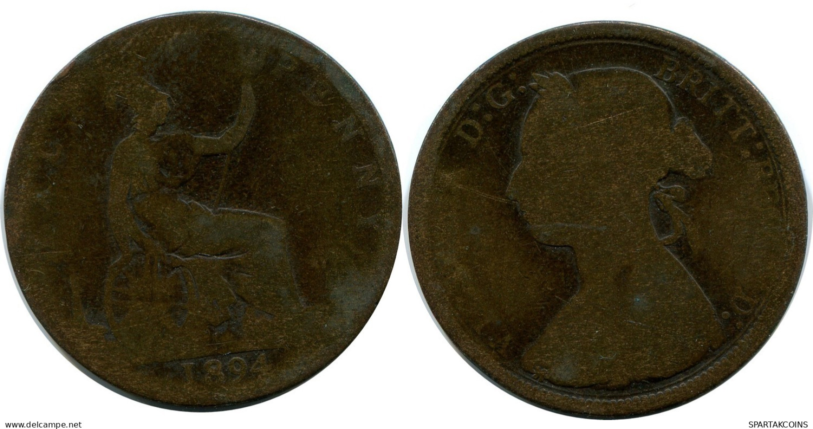 HALF PENNY 1894 UK GROßBRITANNIEN GREAT BRITAIN Münze #AZ614.D.A - C. 1/2 Penny