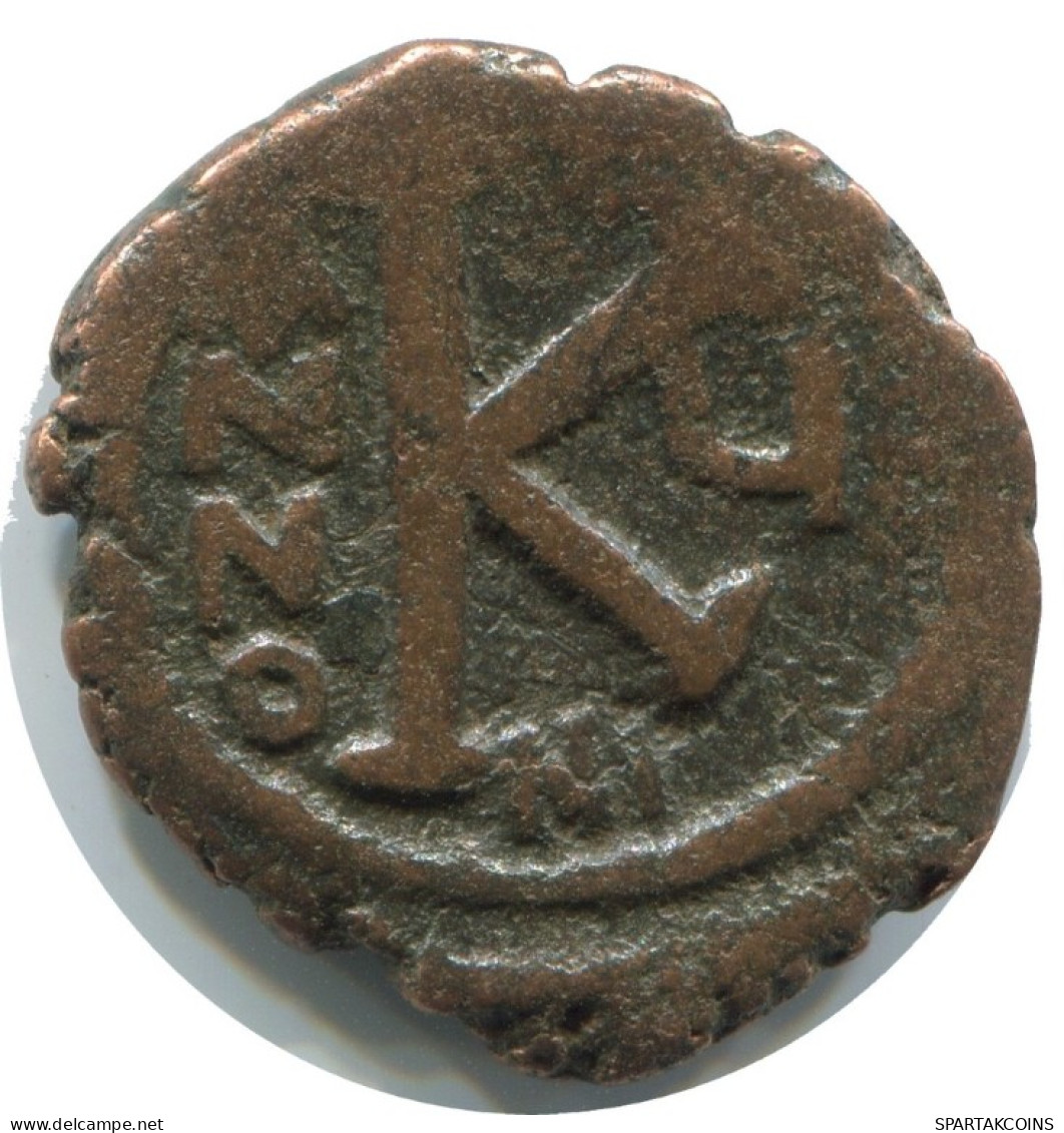 FLAVIUS JUSTINUS II 1/2 FOLLIS Antique BYZANTIN Pièce 5.2g/24mm #AB347.9.F.A - Byzantinische Münzen