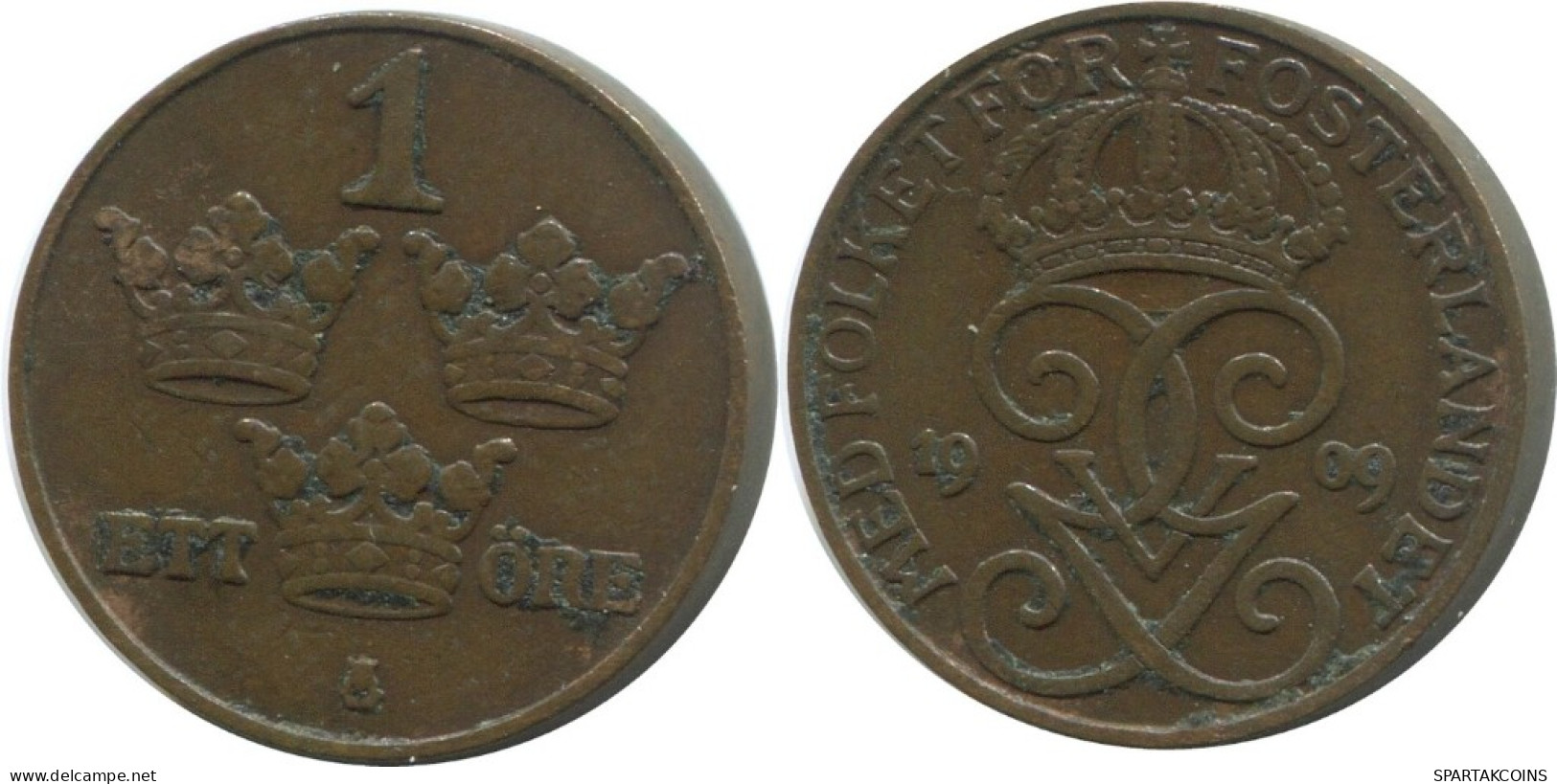 1 ORE 1909 SUÈDE SWEDEN Pièce #AD315.2.F.A - Schweden