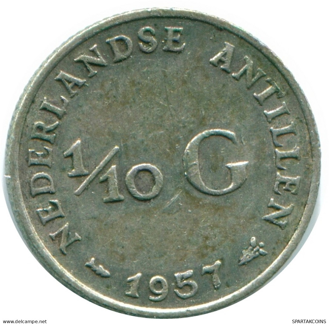 1/10 GULDEN 1957 NIEDERLÄNDISCHE ANTILLEN SILBER Koloniale Münze #NL12188.3.D.A - Nederlandse Antillen