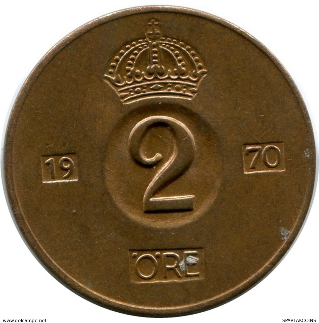 2 ORE 1970 SWEDEN UNC Coin #M10356.U.A - Suède