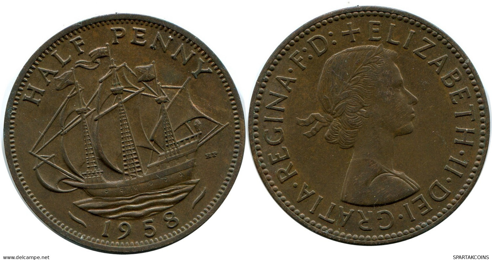 HALF PENNY 1958 UK GROßBRITANNIEN GREAT BRITAIN Münze #AZ687.D.A - C. 1/2 Penny