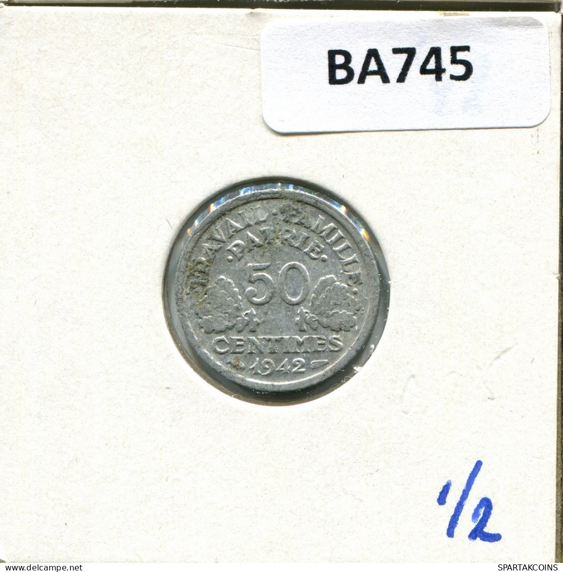 50 CENTIMES 1942 FRANCE Pièce Française #BA745.F.A - 50 Centimes