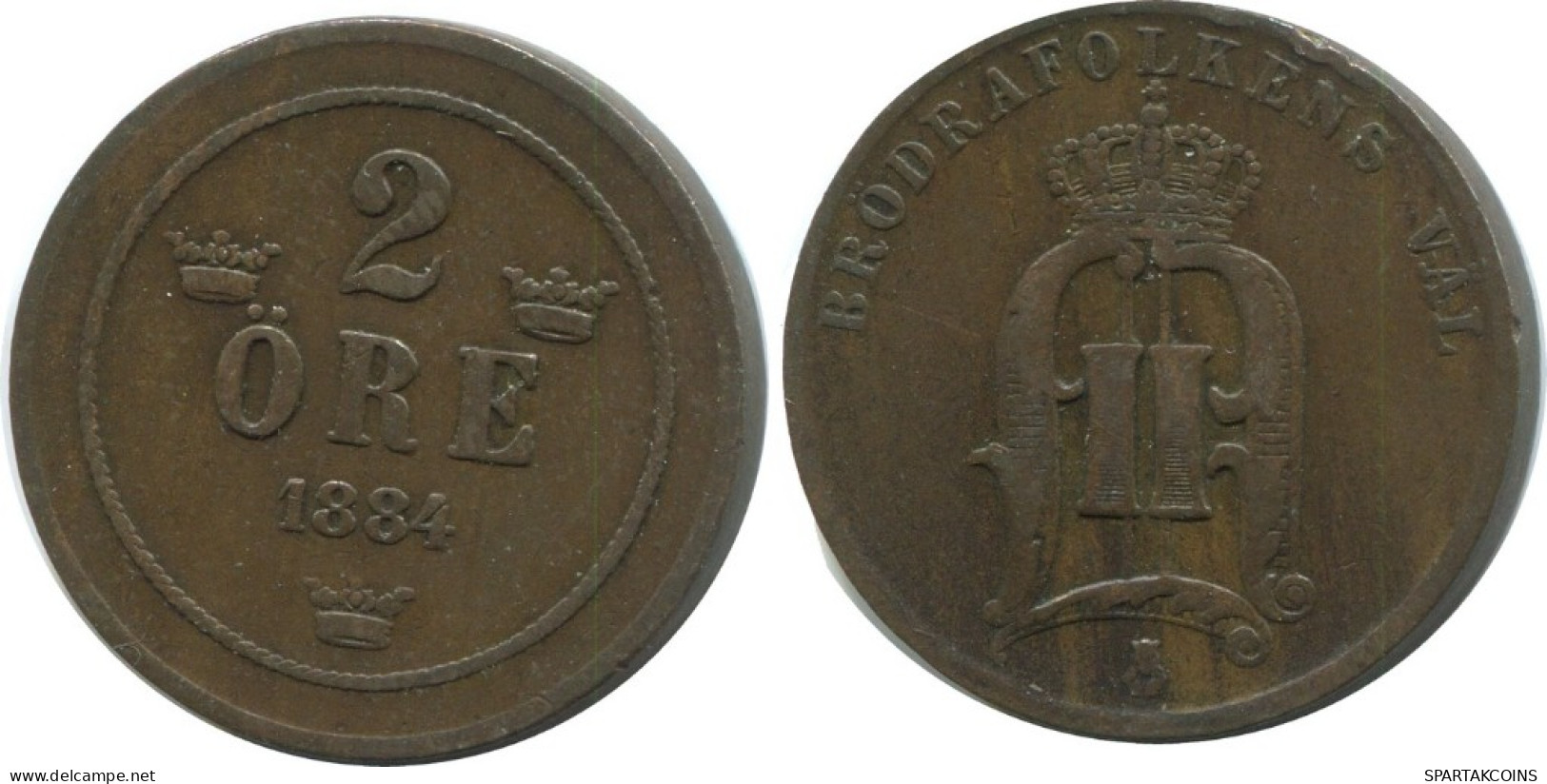 2 ORE 1884 SUECIA SWEDEN Moneda #AD002.2.E.A - Suède