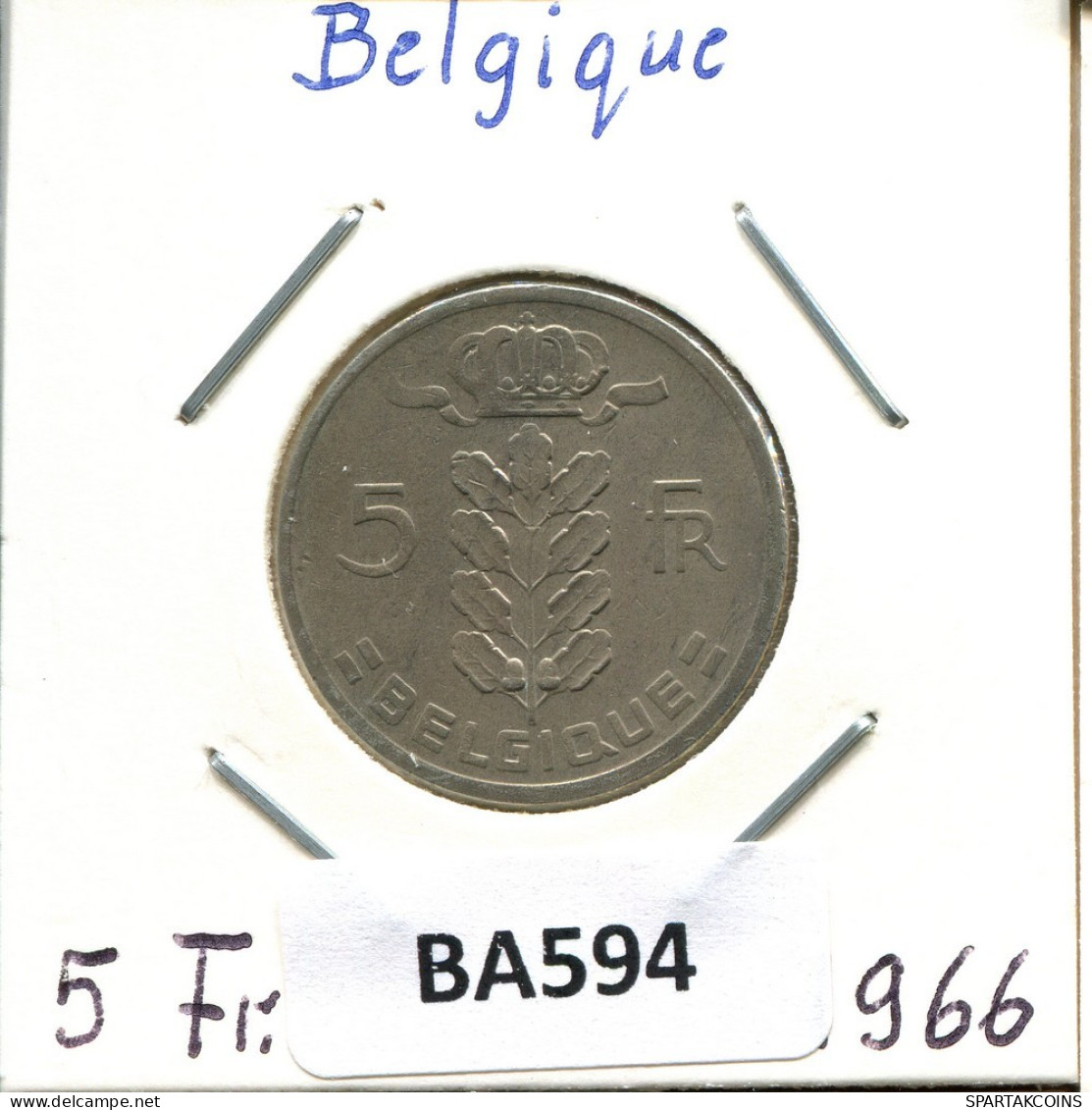 5 FRANCS 1966 FRENCH Text BELGIUM Coin #BA594.U.A - 5 Frank