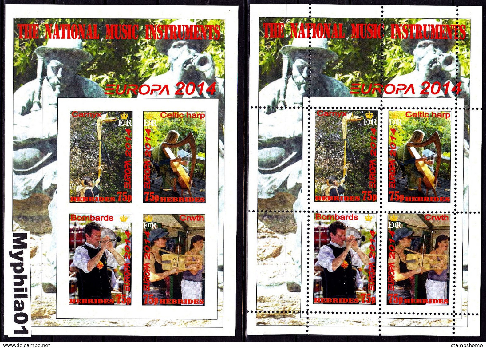 Hebrides - 2014 - Europa Thema & Music - 2.Mini S/Sheet (imp.+perf.) Private İssue ** MNH - Erinnofilie