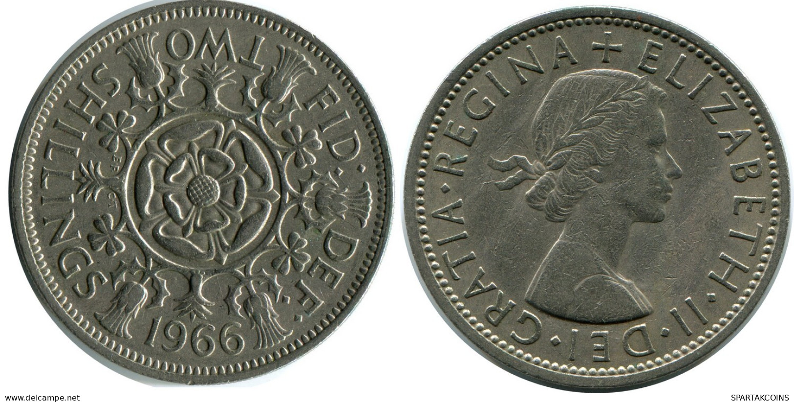 2 SHILLING 1966 UK GBAN BRETAÑA GREAT BRITAIN Moneda #AY998.E.A - J. 1 Florin / 2 Schillings