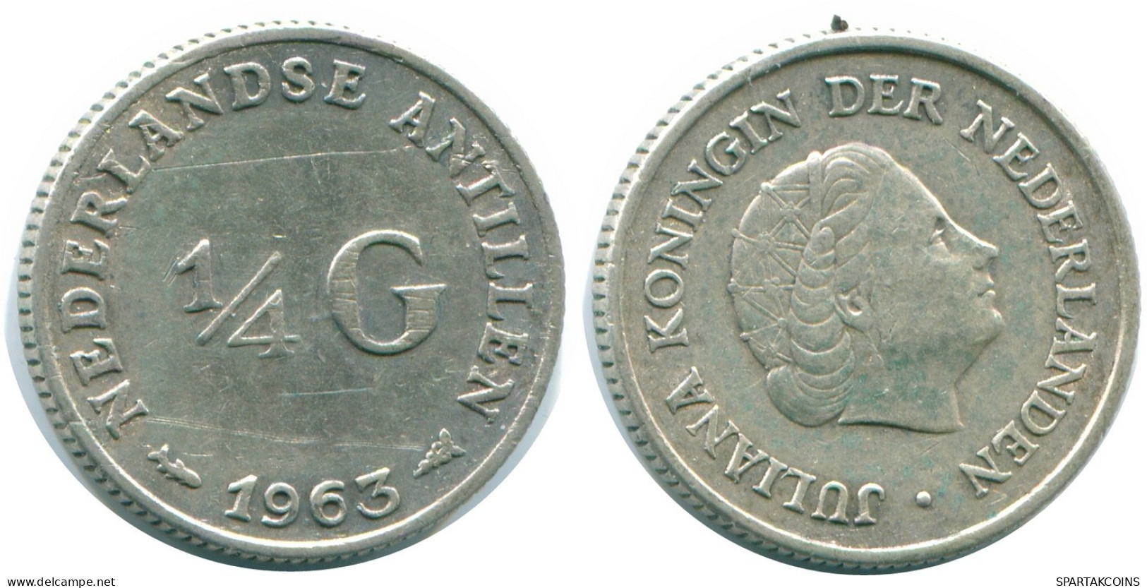 1/4 GULDEN 1962 NIEDERLÄNDISCHE ANTILLEN SILBER Koloniale Münze #NL11172.4.D.A - Nederlandse Antillen