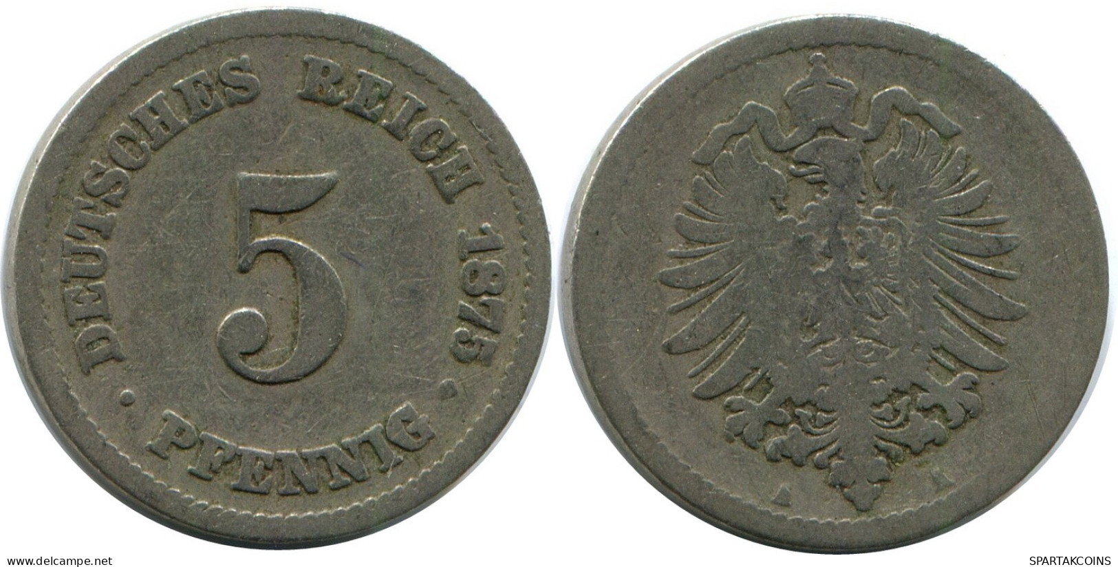 5 PFENNIG 1875 A ALLEMAGNE Pièce GERMANY #DB246.F.A - 5 Pfennig