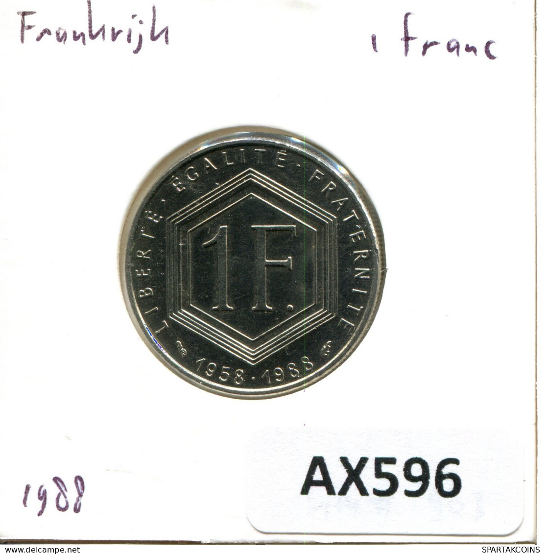 1 FRANC 1988 FRANKREICH FRANCE Französisch Münze #AX596.D.A - 1 Franc