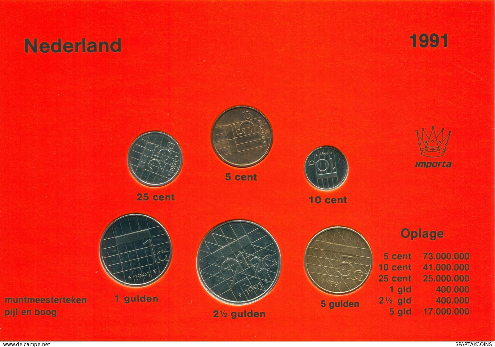 NÉERLANDAIS NETHERLANDS 1991 MINT SET 6 Pièce #SET1028.7.F.A - [Sets Sin Usar &  Sets De Prueba