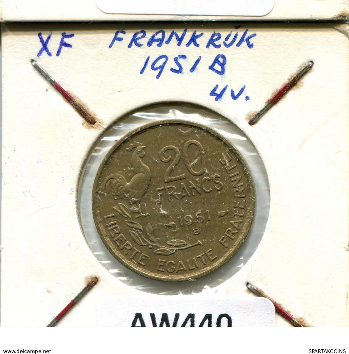 20 FRANCS 1951 B FRANKREICH FRANCE Französisch Münze #AW440.D.A - 20 Francs