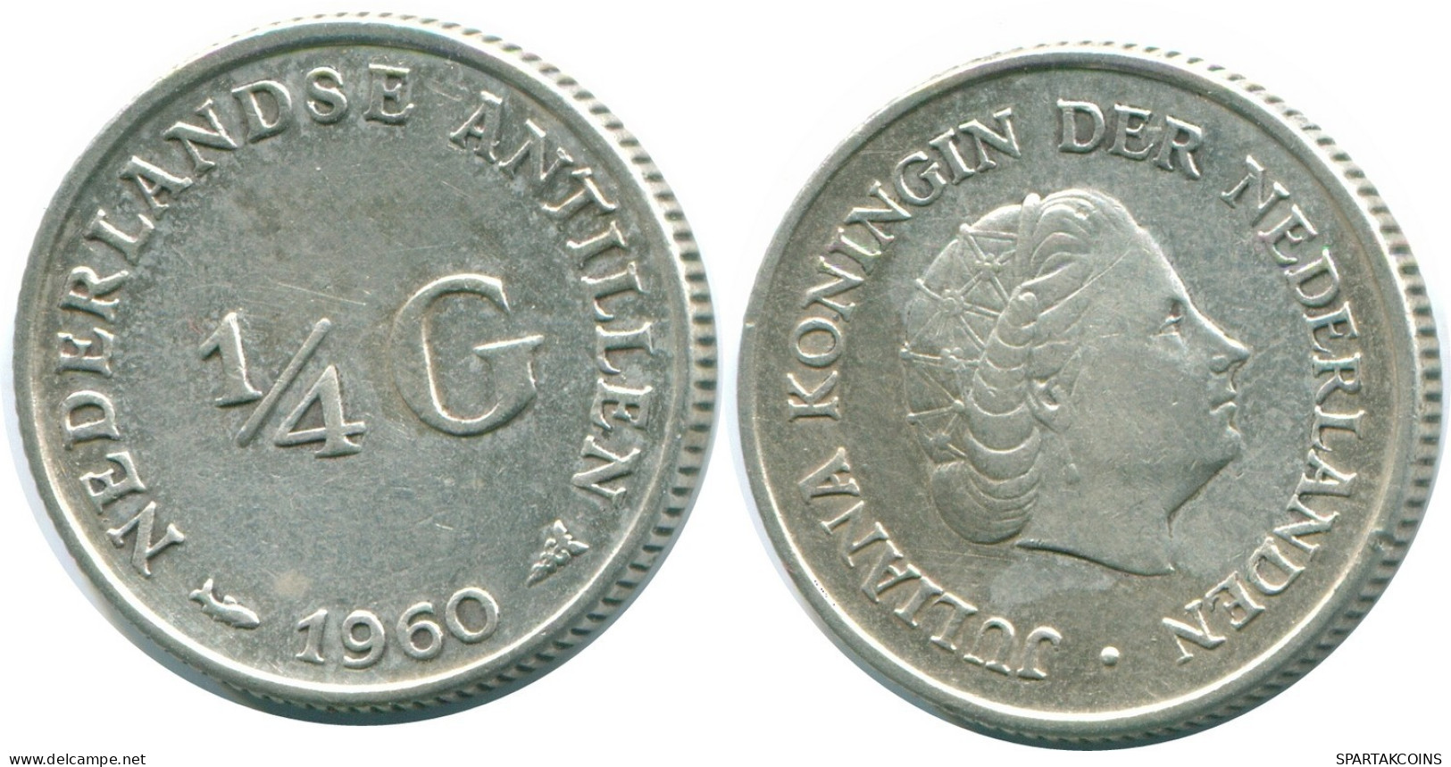 1/4 GULDEN 1960 ANTILLAS NEERLANDESAS PLATA Colonial Moneda #NL11035.4.E.A - Nederlandse Antillen