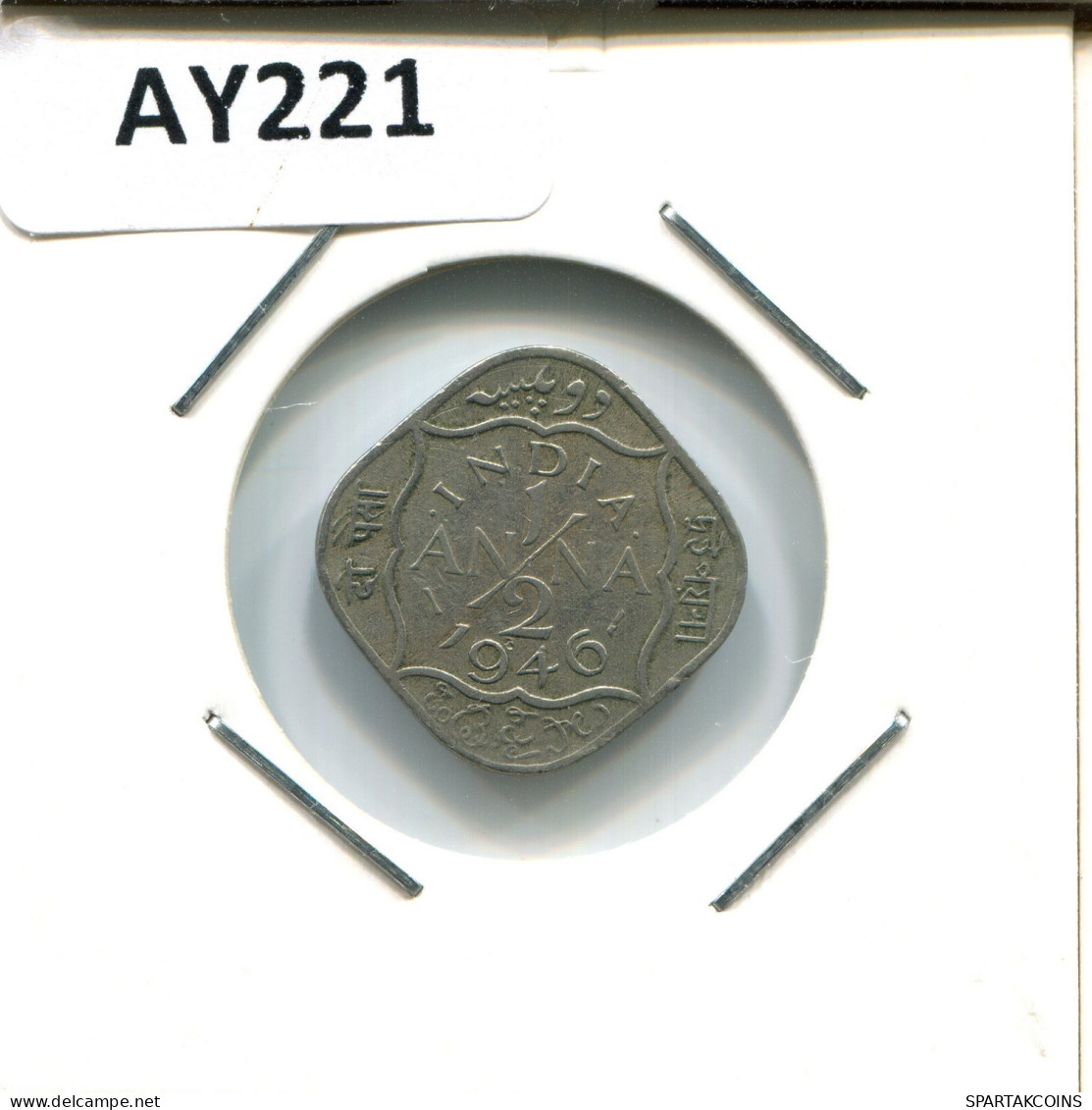 1/2 ANNA 1946 INDIA Coin #AY221.2.U.A - Inde