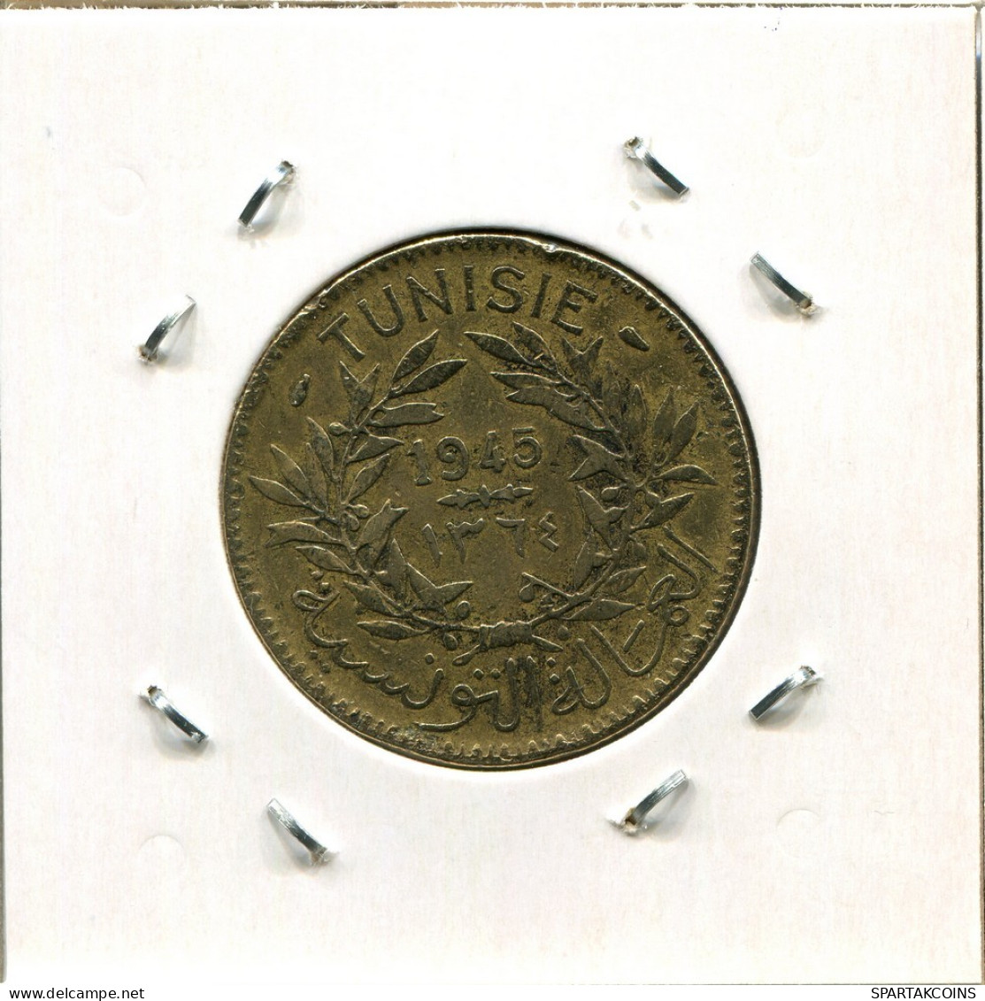 2 FRANCS 1945 TÚNEZ TUNISIA Moneda Muhammad VIII #AP808.2.E.A - Tunesien