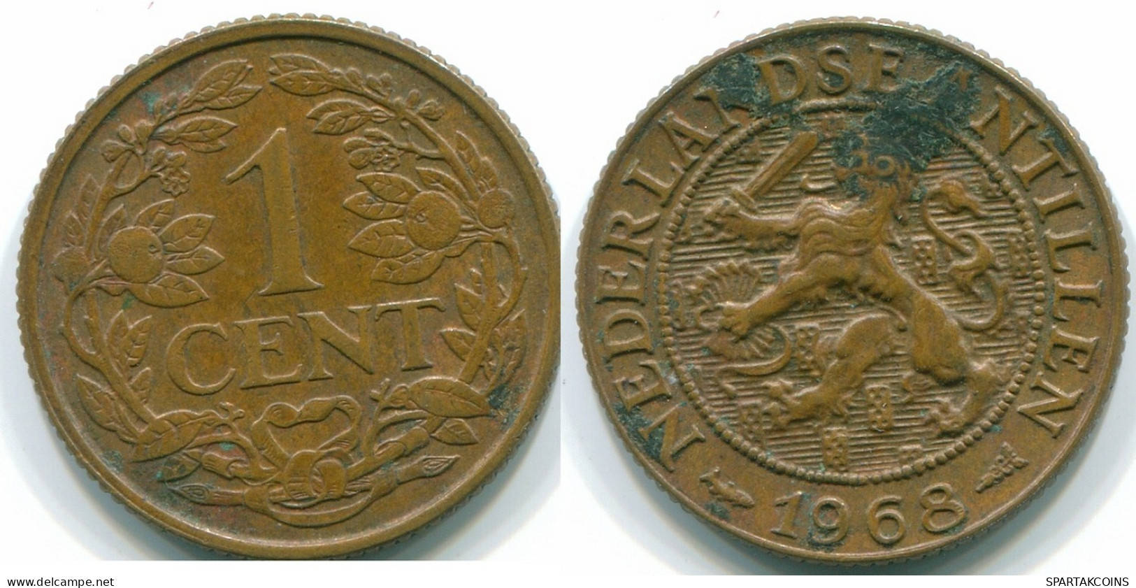 1 CENT 1968 ANTILLAS NEERLANDESAS Bronze Fish Colonial Moneda #S10778.E.A - Nederlandse Antillen