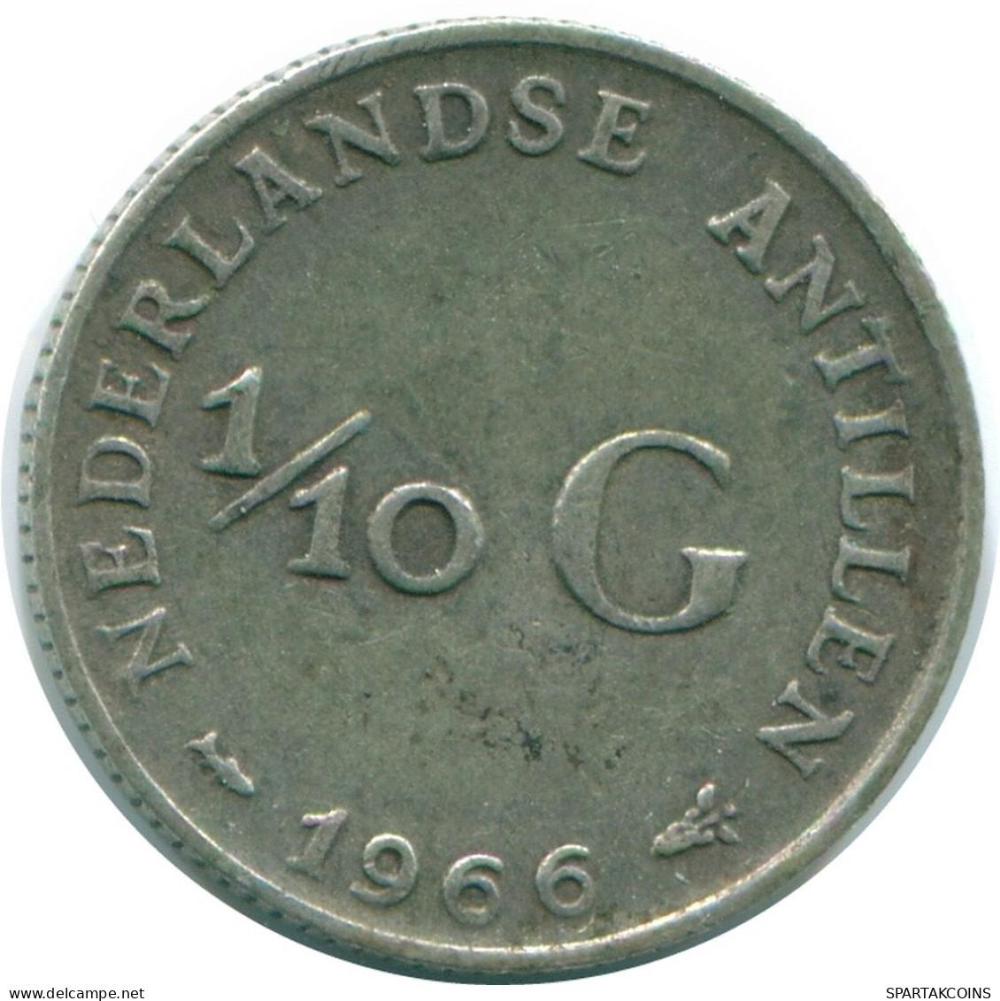 1/10 GULDEN 1966 ANTILLES NÉERLANDAISES ARGENT Colonial Pièce #NL12834.3.F.A - Nederlandse Antillen