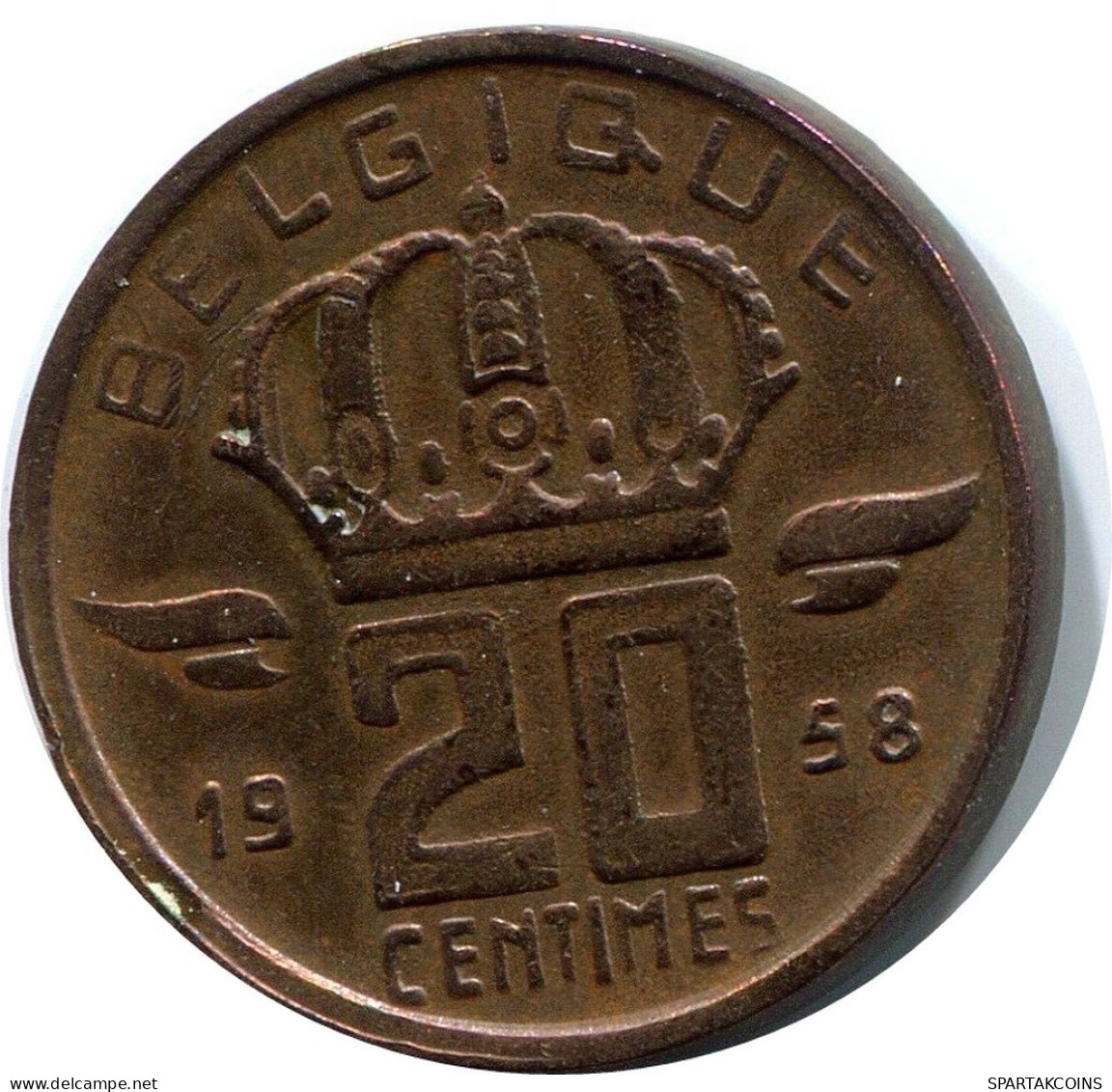 20 CENTIMES 1958 FRENCH Text BELGIUM Coin #BA398.U.A - 25 Cents