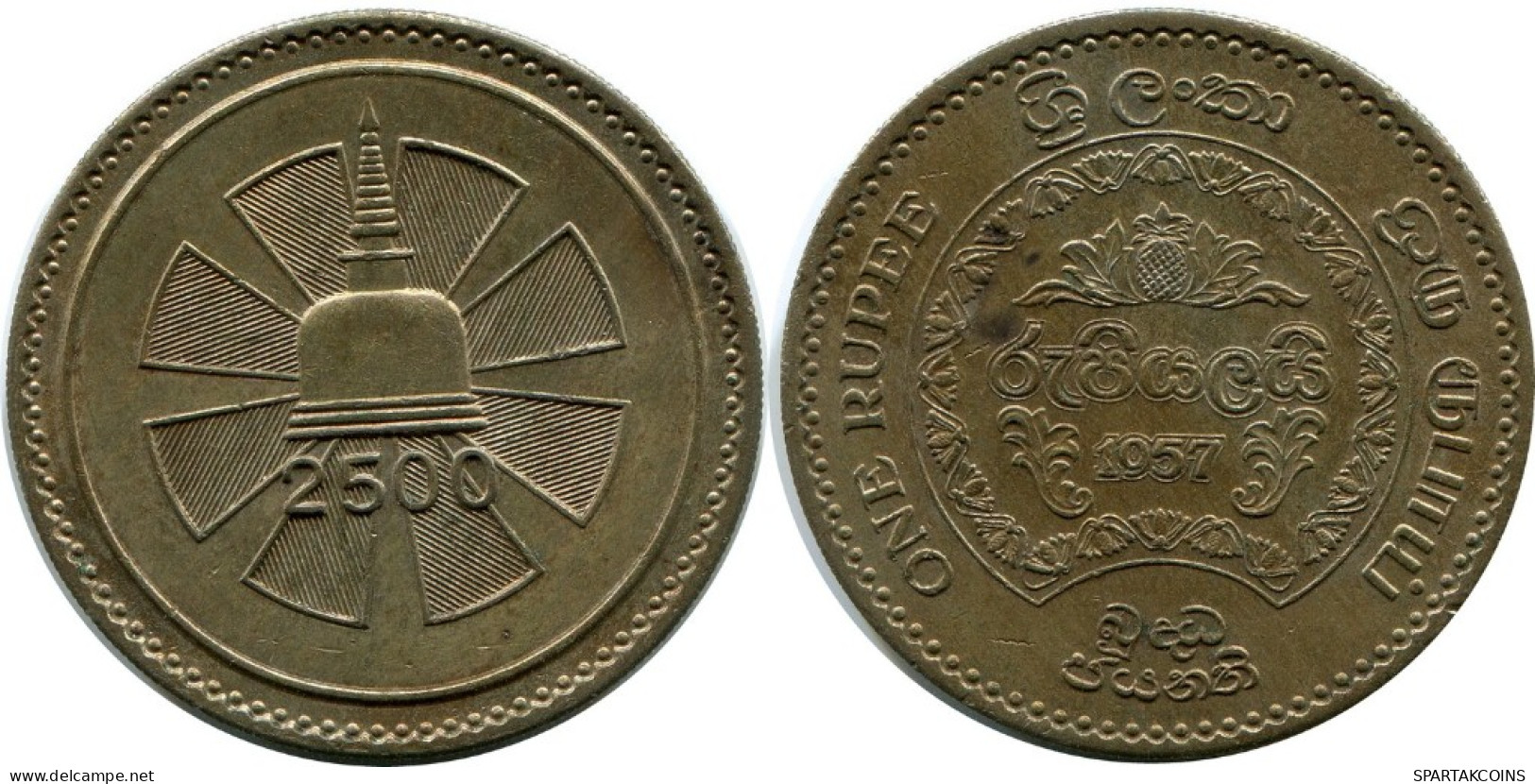1 RUPEE 1957 CEYLON Münze #AH619.3.D.A - Autres – Asie