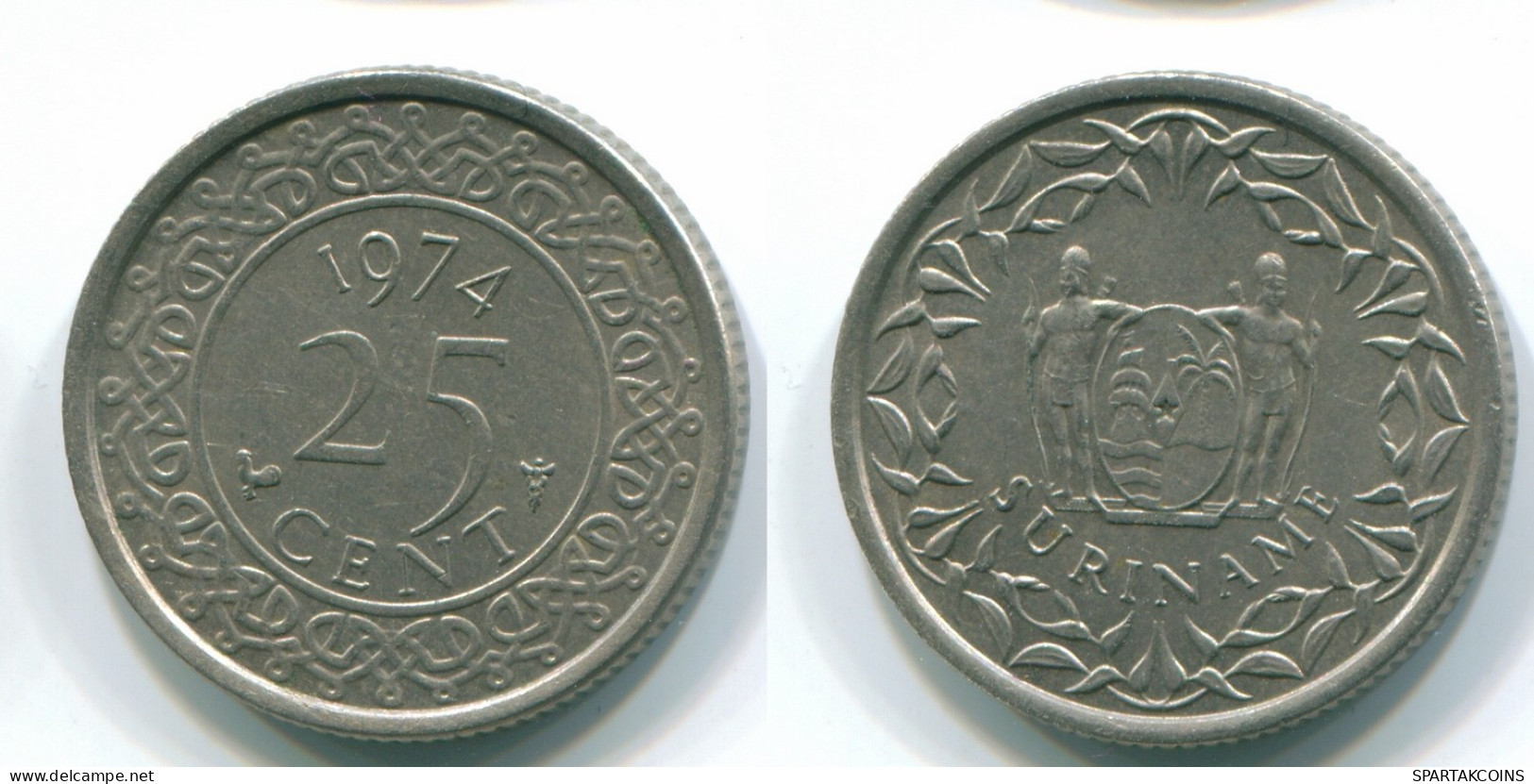 25 CENTS 1974 SURINAME Netherlands Nickel Colonial Coin #S11230.U.A - Surinam 1975 - ...