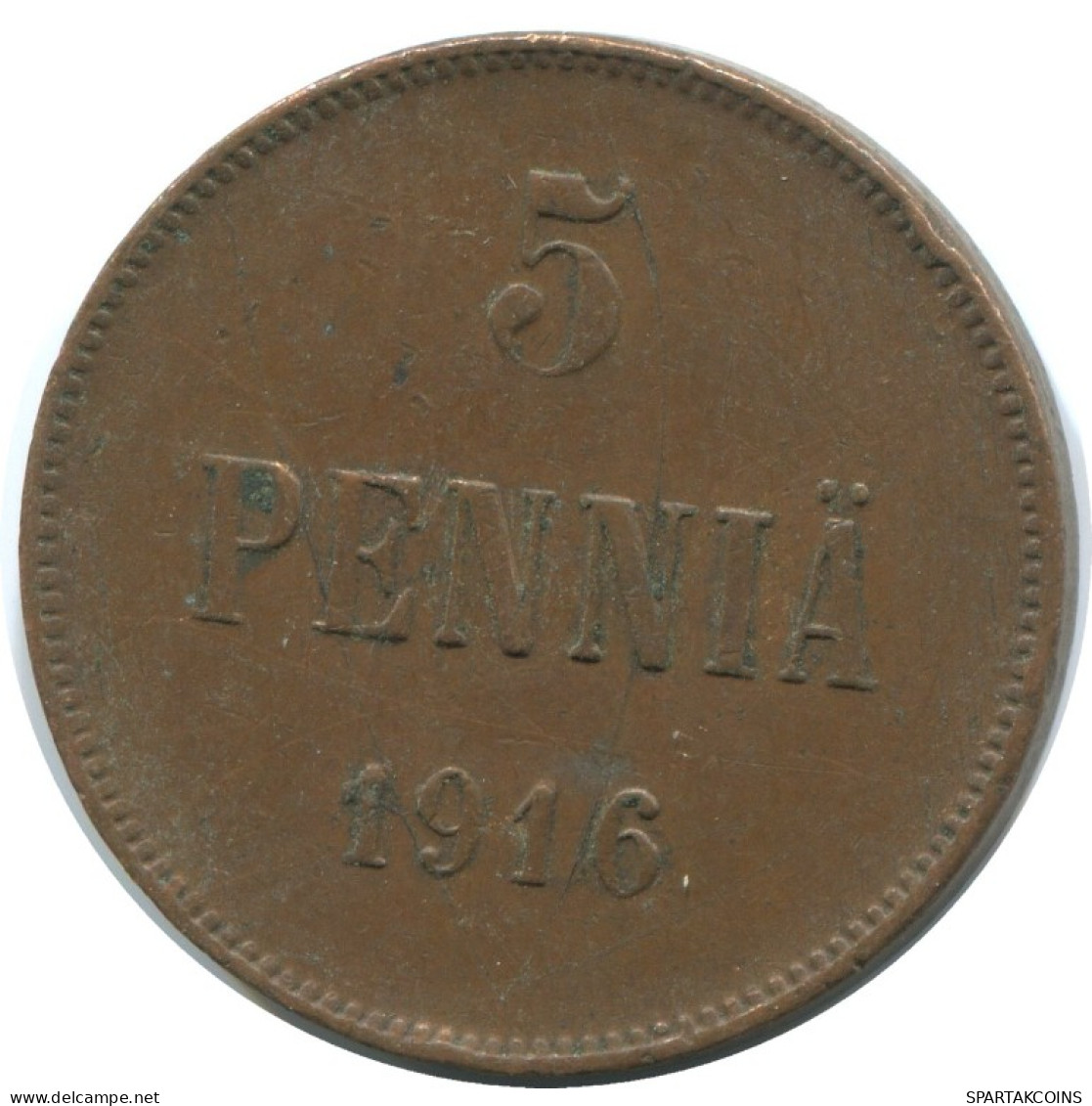 5 PENNIA 1916 FINLAND Coin RUSSIA EMPIRE #AB144.5.U.A - Finlande