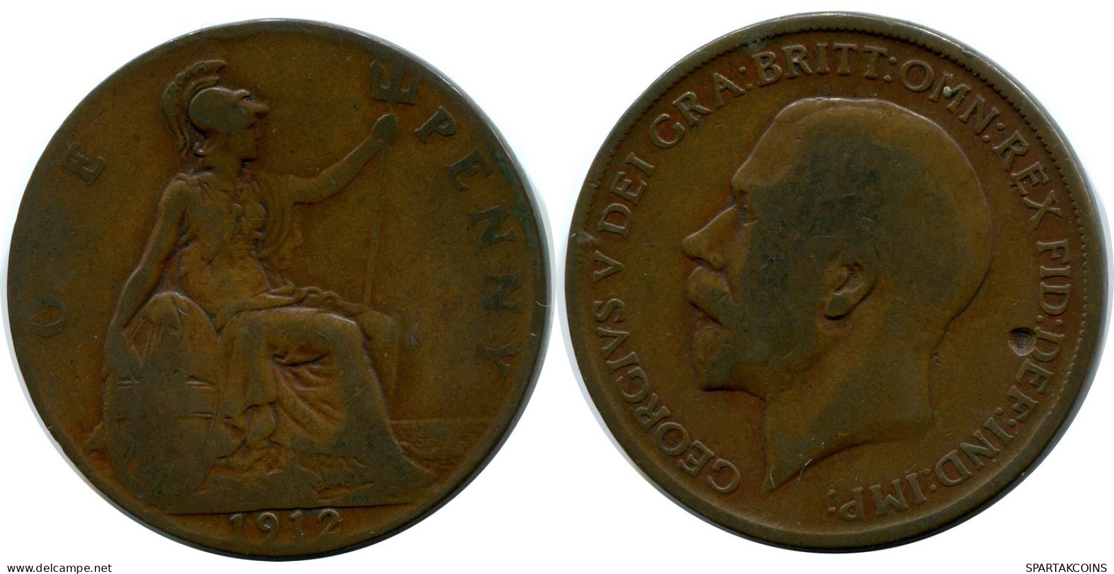 PENNY 1912 UK GREAT BRITAIN Coin #AZ071.U.A - D. 1 Penny