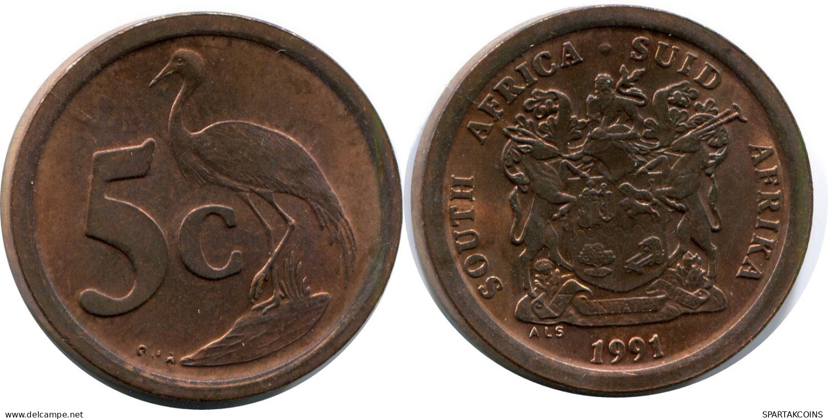 5 CENTS 1991 AFRIQUE DU SUD SOUTH AFRICA Pièce #AX180.F.A - Sud Africa